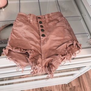 High waisted pink shorts